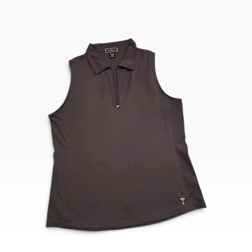 Golftini Womens Sleeveless Golf Shirt Charcoal Grey Quarter Zip Polo Size XL